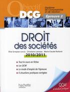 Couverture du livre « Objectif DCG ; droit des sociétés (édition 2010/2011) » de Rialland+Grosjean+Le aux éditions Hachette Education