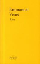 Couverture du livre « Rien » de Emmanuel Venet aux éditions Verdier