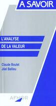 Couverture du livre « L'Analyse De La Valeur » de Victor Boullet aux éditions Afnor