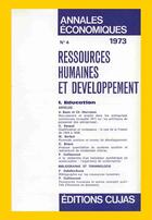 Couverture du livre « Ressources humaines et développement ; éducation » de Annales Economiques De L'Universite De Clermont Ferrand aux éditions Cujas