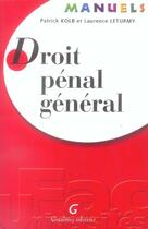 Couverture du livre « Manuel droit penal general » de Kolb/Leturmy aux éditions Gualino