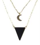 Couverture du livre « Collier onyx noir triangle et lune chaine doree » de  aux éditions Dg-exodif