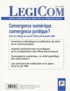 Couverture du livre « Convergence numérique, convergence juridique ? actes du colloque du conseil d'état du 28 novembre 2006 » de  aux éditions Victoires