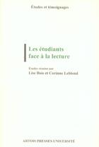 Couverture du livre « Les etudiants face a la lecture » de Bois L/Leblond aux éditions Pu D'artois