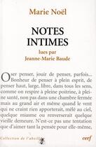 Couverture du livre « Notes intimes » de Marie Noel aux éditions Cerf