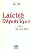 Couverture du livre « Laicite et republique » de Coq G aux éditions Felin