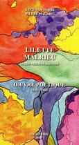 Couverture du livre « Lilette malrieu. oeuvre poetique » de Vantorre Luce aux éditions Les Autanes