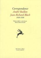 Couverture du livre « Baillon a. et bloch j.r., correspondance 1920-1930 » de A. Bloch J.R Baillon aux éditions Du Lerot