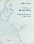 Couverture du livre « Testament du Haut-Rhône » de Maurice Chappaz aux éditions Plaisir De Lire