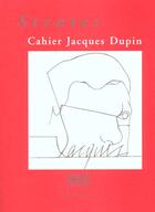 Couverture du livre « Strates ; cahier Jacques Dupin » de  aux éditions Verdier