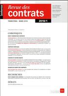 Couverture du livre « Revue des contrats n 1-2018 » de  aux éditions Lgdj