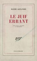 Couverture du livre « Le Juif Errant » de Francois Laut aux éditions Gallimard
