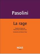 Couverture du livre « La rage » de Pier Paolo Pasolini aux éditions Nous