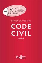 Couverture du livre « Code civil annoté (édition limitée 2021) » de  aux éditions Dalloz