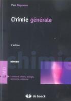 Couverture du livre « Chimie générale » de Paul Depovere aux éditions De Boeck Superieur