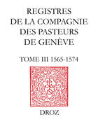 Couverture du livre « Registres de la compagnie des pasteurs de geneve » de  aux éditions Librairie Droz