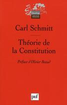 Couverture du livre « Théorie de la Constitution » de Schmitt Carl aux éditions Puf