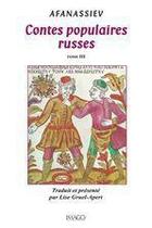 Couverture du livre « Contes populaires russes t.3 » de Afanassiev aux éditions Imago