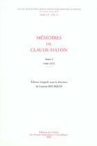 Couverture du livre « Memoires de claude hatton tome 2 volume 31 » de Bourquin L aux éditions Cths Edition