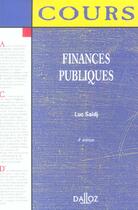 Couverture du livre « FINANCES PUBLIQUES » de Luc Saidj aux éditions Dalloz