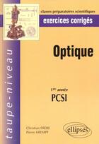 Couverture du livre « Optique pcsi - exercices corriges » de Frere/Krempf aux éditions Ellipses