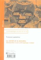 Couverture du livre « Le social et le sensible - introduction a une anthropologie nodale » de Francois Laplantine aux éditions Teraedre