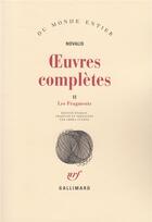 Couverture du livre « Oeuvres completes t2 » de Novalis aux éditions Gallimard