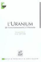 Couverture du livre « Uranium. de l'environnement a l'homme » de Metivier H aux éditions Edp Sciences