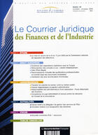 Couverture du livre « Courrier juridique des finances et de l'industrie n.30 ; novembre dec » de  aux éditions Documentation Francaise