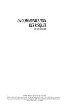 Couverture du livre « La communication des risques ; un nouveau défi » de Danielle Maisonneuve aux éditions Presses De L'universite Du Quebec