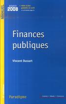 Couverture du livre « Finances publiques » de Vincent Dussart aux éditions Paradigme Cpu