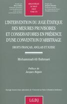 Couverture du livre « L'intervention du juge etatique des mesures provisoires et conservatoires en pre - vol370 » de Bahmaei M.-A. aux éditions Lgdj