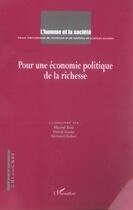 Couverture du livre « Pour une economie politique de la richesse - vol156 - n 156-157 » de Richard Sobel aux éditions L'harmattan