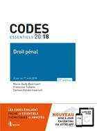 Couverture du livre « Codes essentiels ; droit pénal ; à jour au 1er août 2018 (édition 2018) » de Marie-Aude Beernaert aux éditions Larcier