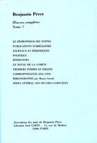 Couverture du livre « Oeuvres complètes t.7 » de Benjamin Peret aux éditions Corti