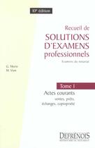 Couverture du livre « Solutions examens prof. t.1 » de Morin/Vion aux éditions Defrenois