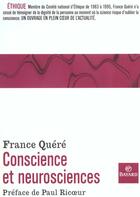 Couverture du livre « Conscience et neurosciences » de France Quere aux éditions Bayard