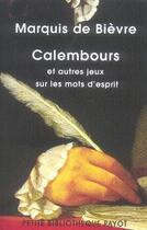 Couverture du livre « Calembours » de Marquis De Bievre aux éditions Rivages