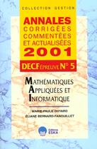 Couverture du livre « Mathematiques appliquees info decf 5 » de Bernard-Fanouillet aux éditions Eska