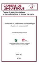 Couverture du livre « CAHIERS DE LINGUISTIQUE : Variation et contexte social » de Cahiers De Linguisti aux éditions Eme Editions