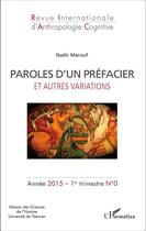 Couverture du livre « Paroles d'un préfacier et autres variations » de Nadir Marouf aux éditions Editions L'harmattan