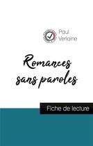 Couverture du livre « Romances sans paroles, de Paul Verlaine ; fiche de lecture » de  aux éditions Comprendre La Litterature