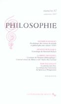 Couverture du livre « Revue Philosophie Minuit T.87 » de  aux éditions Minuit