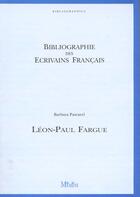 Couverture du livre « Leon-paul fargue » de Barbara Pascarel aux éditions Memini