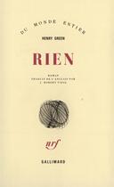 Couverture du livre « Rien » de Henry Green aux éditions Gallimard