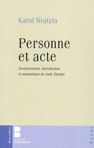 Couverture du livre « Personne et acte » de Jean-Paul Ii aux éditions Parole Et Silence