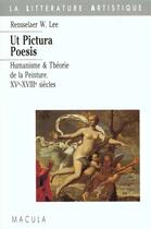 Couverture du livre « Ut pictura poesis » de Rensselaer Wright Lee aux éditions Macula