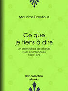 Couverture du livre « Ce que je tiens à dire » de Maurice Dreyfous aux éditions Bnf Collection Ebooks