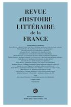 Couverture du livre « Revue d'histoire litteraire de la france 1 - 2021, 121e annee - n 1 - varia » de  aux éditions Classiques Garnier