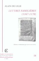 Couverture du livre « Lettres Familieres (1167-1170) » de Alain De Lille aux éditions Vrin